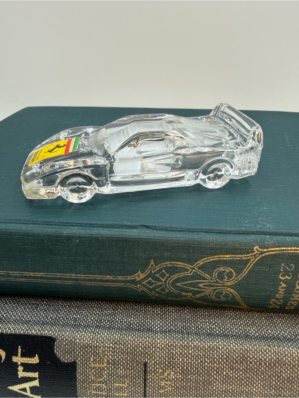 Mid-Century Italian Crystal Paperweight Ferrari Car, 1970s